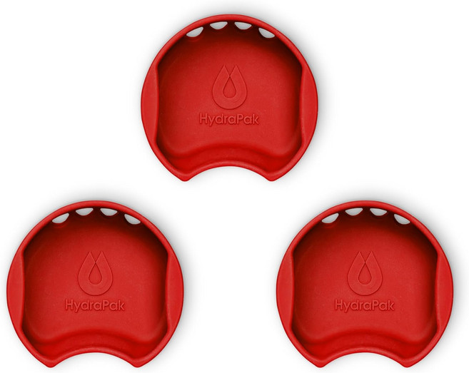 하이드라팩 워터게이트 와이드 마우스 스플래시 가드 - BPA 및 PVC 프리 대부분의 병에 맞습니다, Red 3-pack