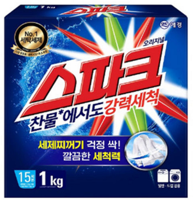애경 스파크 1kg 세탁세제 분말세제, 10개