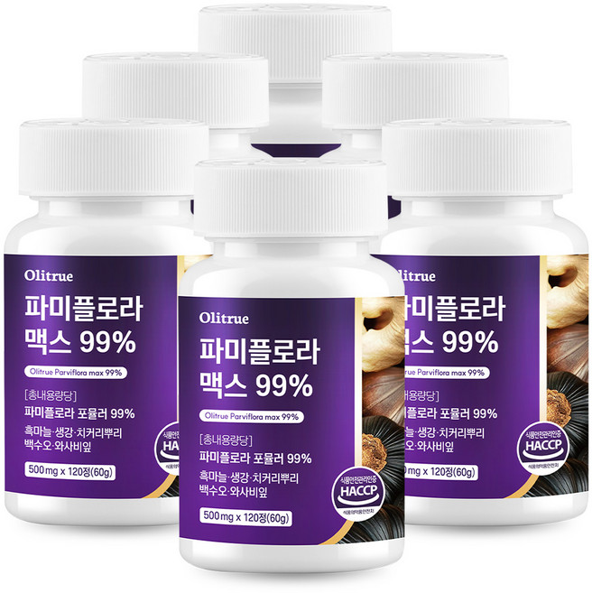 대용량 파미 플로라 99% 흑마늘 생강 식약청인증, 6개, 120정