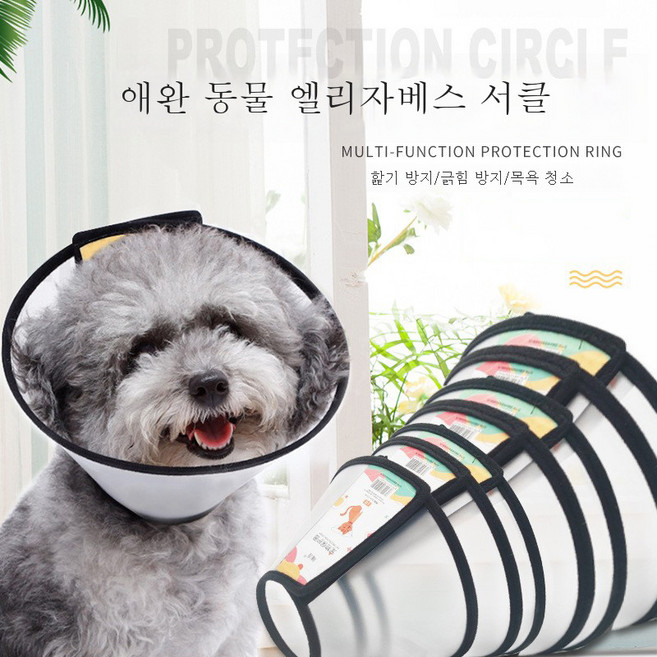 엘리자베스 후프 아기 고양이 부드러운 핥기 방지 썬플라워 캣츠 후프 강아지 소형애견 목도리, 투명 플라스틱 링, 1개
