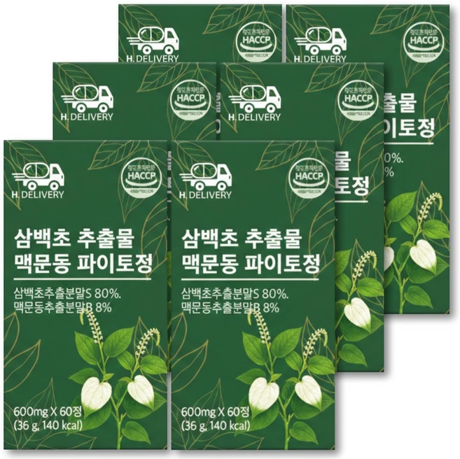 H.DELIVERY 삼백초 추출물식약청인증 100% 국산삼백초 파이토 정, 6박스, 60정 - 쿠팡