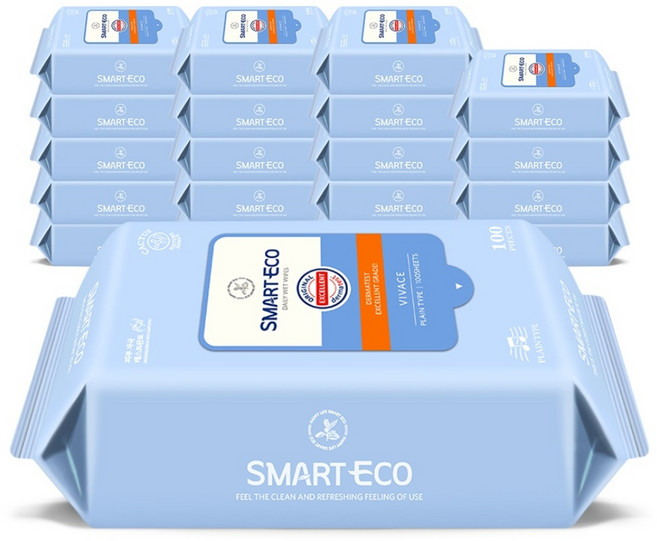 스마트에코 비바체 물티슈 리필형, 43g, 100매, 20개