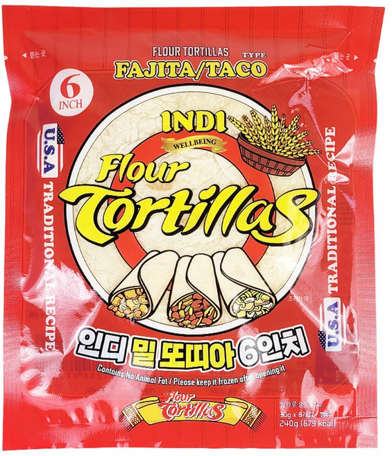 인디 밀 또띠아 6인치 240g, 1개