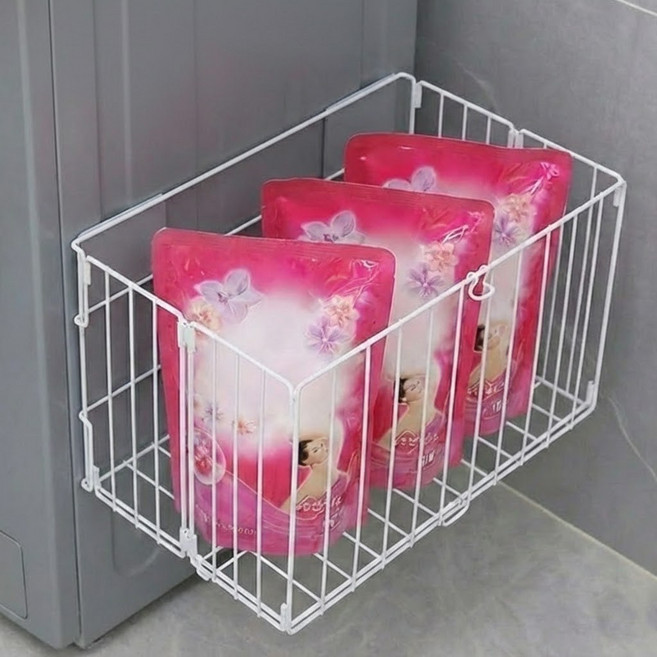 홈디메르 무타공 빨래바구니 자석 세탁바구니 스켓 접이식, 1개, 화이트