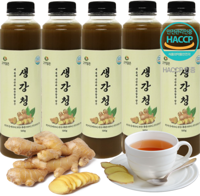 국내산 생강 도라지 생강청 제로 설탕 HACCP 식품, 5세트, 500g