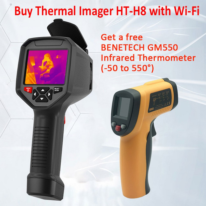 HT-H8 와이파이 IR 적외선 열화상 카메라 휴대용 온도 자동 추적 사냥용 충전식 3.5 TFT 신제품, ht-h8 무료 gm550, 01 HT-H8 Free GM550