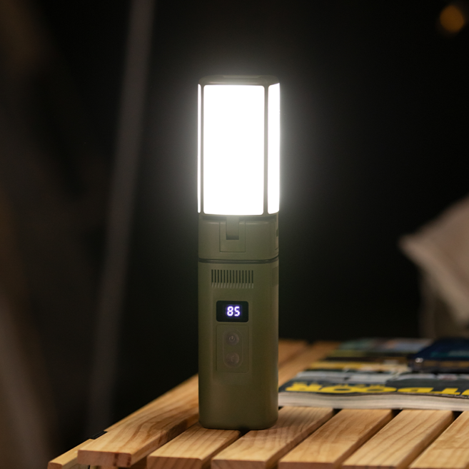 써드라인 7200mAh 대용량 배터리 접이식 캠핑 랜턴 블루투스 스피커 폴딩랜턴 LED랜턴, 1개, 와일드 카키