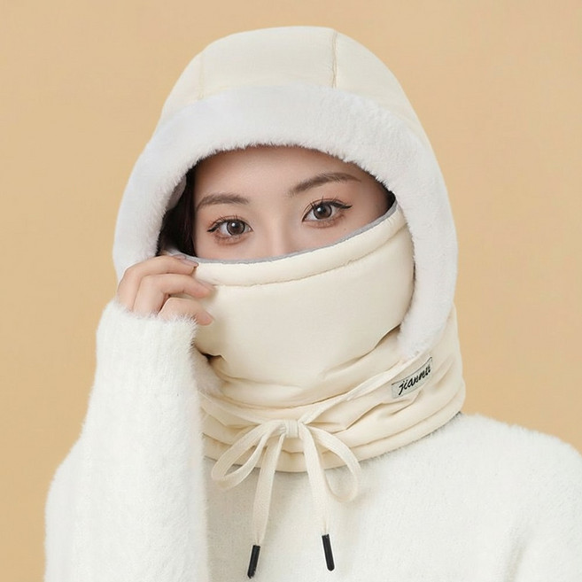 다나몰 바라클라바 넥워머 후드 겨울모자 방한, 크림, 1개