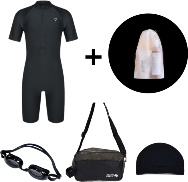 남아 생존수영 4종 세트 주니어 초등 남아 실내 전신 수영복 국산 전신블랙