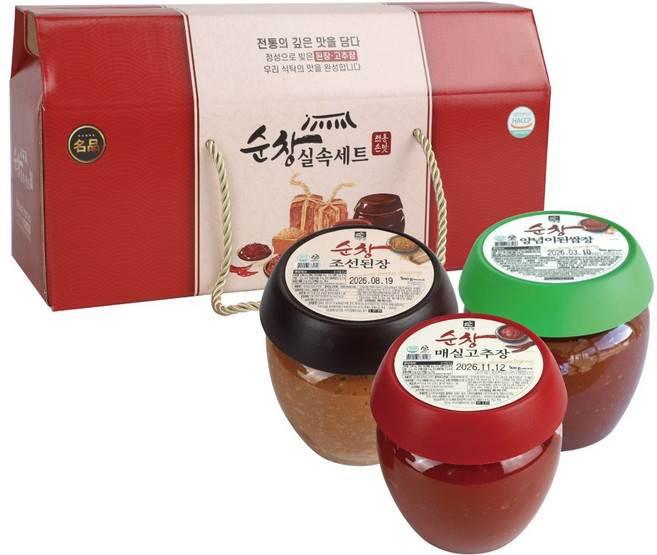 순창 매실고추장 500g + 된장 500g + 쌈장 500g 3종 선물세트 / 판촉행사 답례품 설 추석 명절세트, 1개, 1.5kg