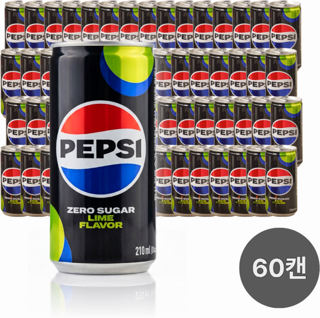 펩시 제로 슈가 라임 업소용 탕비실 쟁여두기, 60개, 210ml