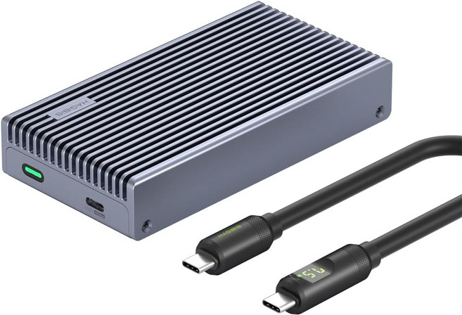 Hagibis 40Gbps M.2 NVMe 인클로저 LED 디스플레이 USB4 케이블 포함 SSD PCIe3.0x4 알루미늄 USB C 외장 솔리드 스테이트 드라이브 케이스, 1세트, MC40
