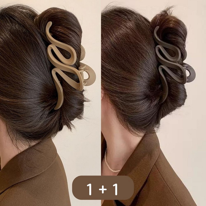 13cm 대형 무광 헤어 집게핀 물결 포인트 올림머리핀 1+1