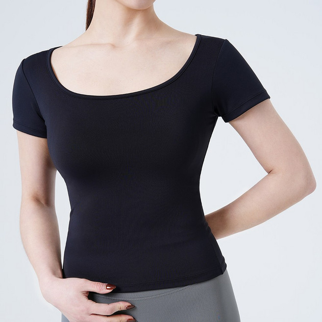 [콘치웨어] 여성용 슬림핏 스퀘어넥 숏 슬리브 3colors 필라테스 가
