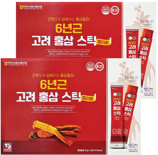 더존건강 6년근 고려 홍삼 스틱, 520g, 2개