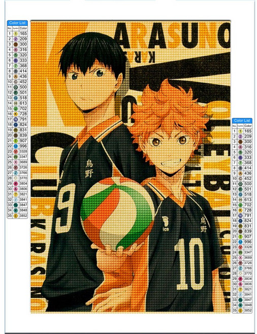 보석십자수 하이큐 코즈메 켄마 히나타 3D 도안 DIY다이아몬드 그림 세트 거실 침실 식당 사무실 집들이 개업선물 인테리어 소품 집중력 대형 수제공예, ZL901, 1개