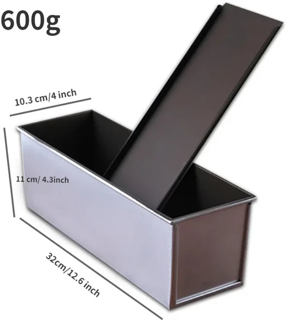 250g/450g/750g/900g/1000g 토스트 몰드 알루미늄 합금 비 스틱 코팅 빵 로프 팬 케이크 뚜껑 Bakeware, 02 600g