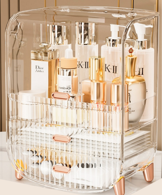 PSMK 뚜껑있는 대형 화장품 정리함 정리대, 투명, 1개