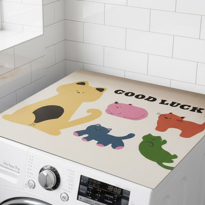 드럼 세탁기커버 건조기 덮개 방수 매트 김치 냉장고 커버, 캣츠프렌즈60x60, 캣츠프렌즈