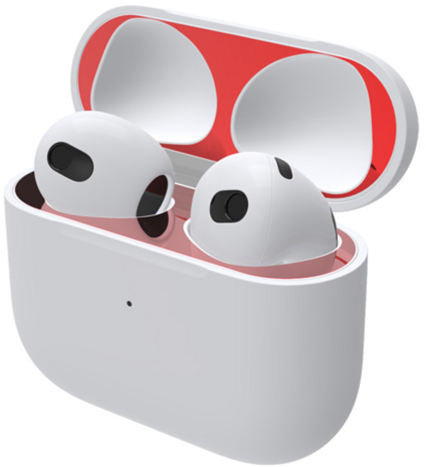 로랜택 에어팟 철가루 방지 부착 스티커 2매입, 에어팟 4세대, 레드, 1세트