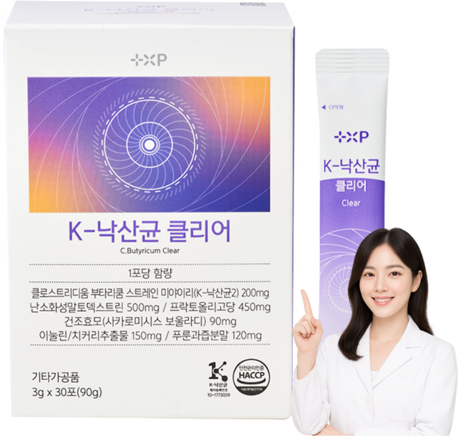 K낙산균 낙산균 클리어 미야리산 단쇄지방산 푸룬분말 함유, 90g, 4세트