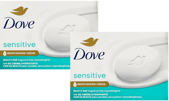 도브 센서티브 모이스처라이징 크림 뷰티 바, 106g, 2개입