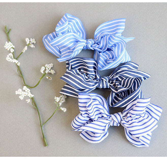 프릴 스트라이프 리본 집게핀 헤어핀 핸드메이드 선물용 입학선물