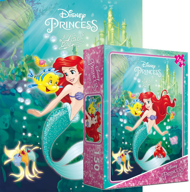 퍼즐샵 150P 퍼즐 모음선택 디즈니 캐릭터 미니언즈 토이 미키 액자 학교 DIY, 25 03 인어공주 아리엘, 1개