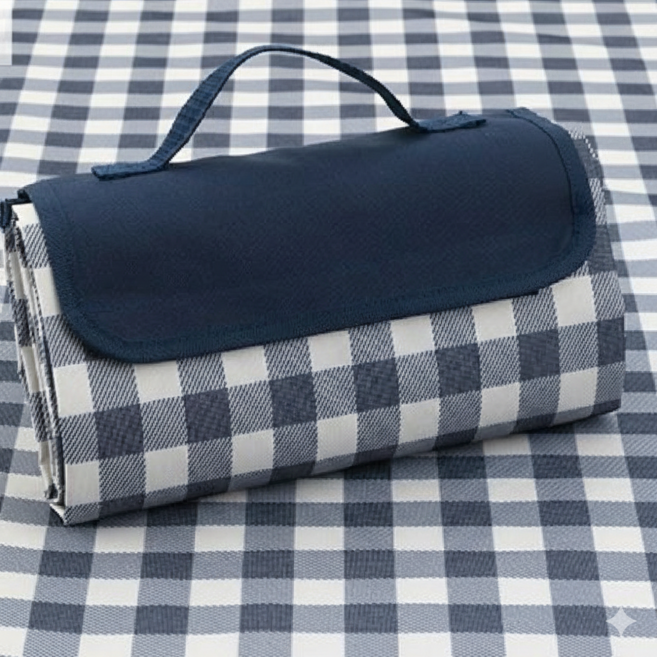 SAMBUEVER 두꺼운 다용도 휴대용 캠핑 방수 돗자리 체크 무늬 피크닉 매트 대형 돗자리, 네이비