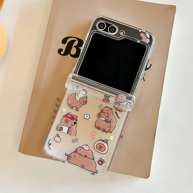 얌코 카피바라 휴대폰케이스 갤럭시 z플립5 z플립6 z플립7 힌지 보호 팔찌 케이스