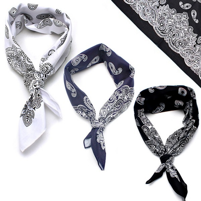 (3장세트)국산 Good페이즐리 사각 쁘띠스카프 두건 반다나 연예인스카프