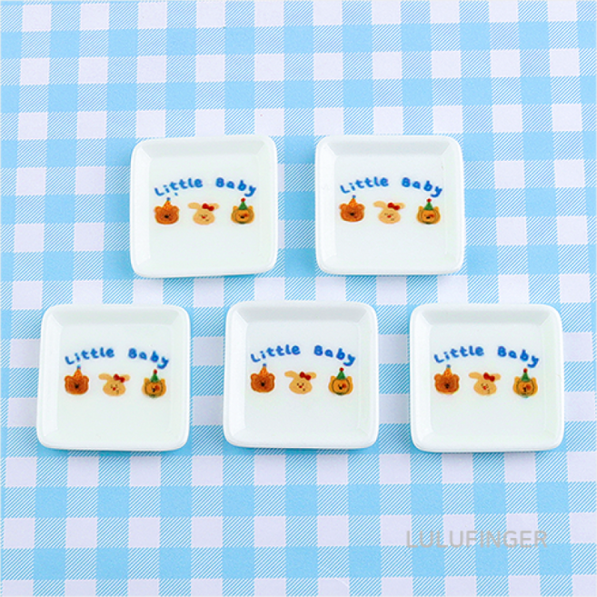 [룰루핑거] 미니어쳐 리틀베이비 쟁반 3.3x3.3x0.5cm (5개입), 없음
