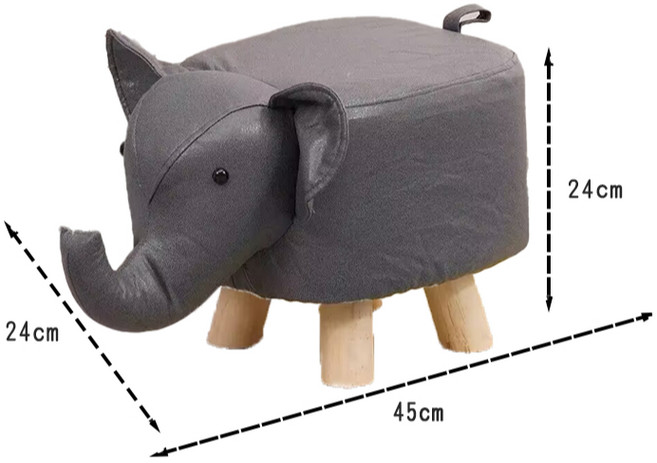 淘氣寶貝 北歐創意大象椅凳 科技布實木兒童穿鞋椅, 灰色, 1件