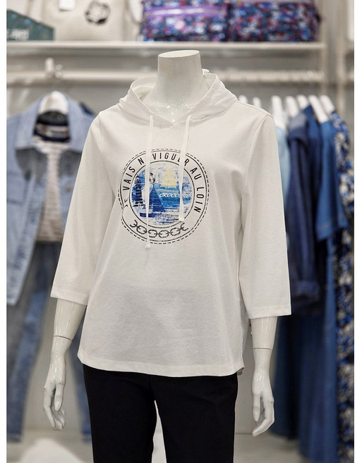 크로커다일레이디 원포인트 7부 후드 티셔츠 CLEMTS206