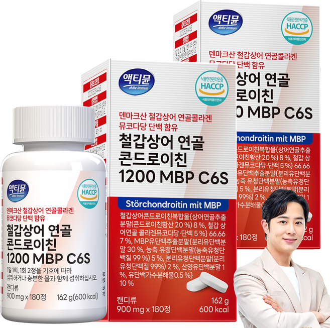 철갑상어 연골 콘드로이친 1200 MBP C6S 6형 저분자 식약청 HACCP 액티뮨, 2개, 180정