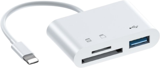 手機讀卡機 多功能OTG轉接頭, 1個, 蘋果Lightning接頭-三合一【SD+TF+USB】, 白, 033-86