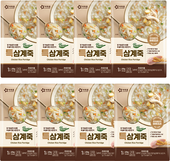 바로 특 삼계죽, 270g, 8개