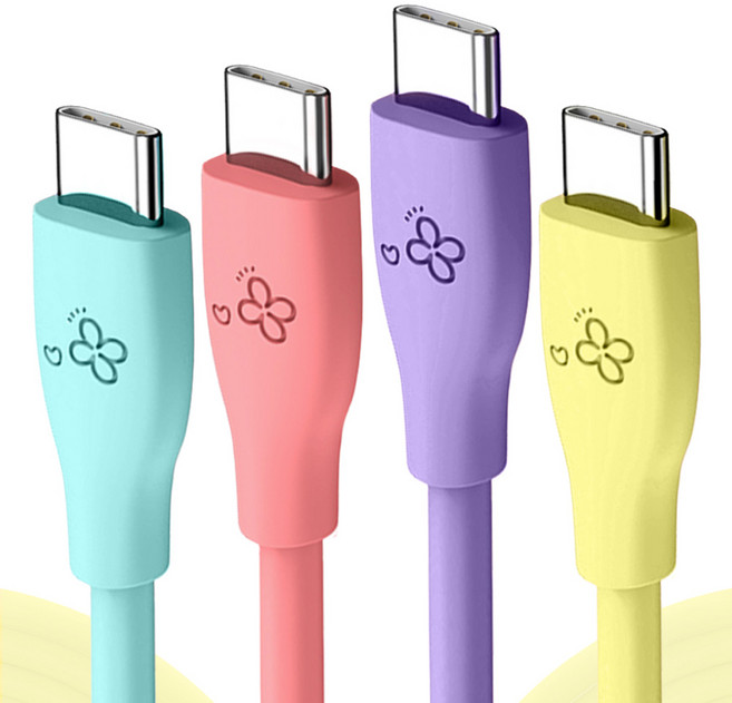 아이엔조이 60W 마카롱 PD C to C타입 고속 충전 케이블 4개입, 1.2m, 혼합색, 1세트