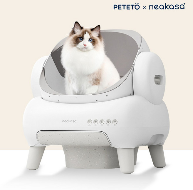 [한정수량] 페테토 M1 Pro 니카사 오픈형 고양이 자동화장실 코오롱공식 A/S, 화이트, 자동 화장실