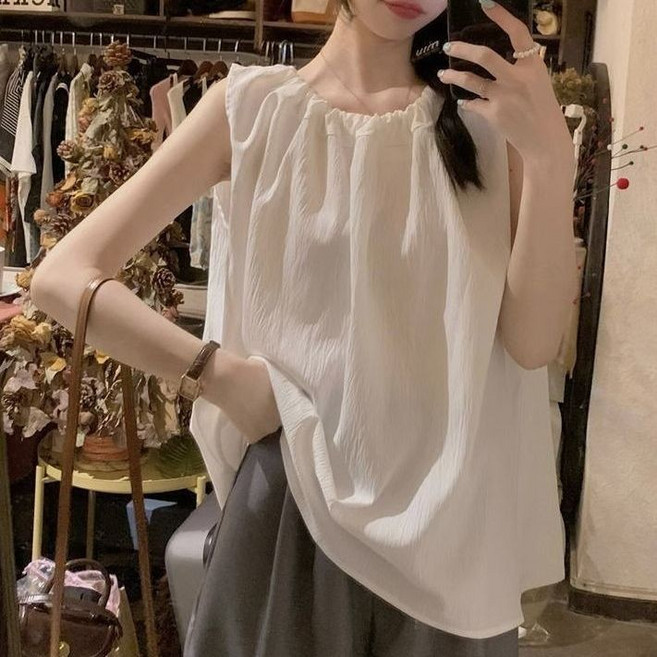 繫帶無袖吊帶背心女 寬鬆百搭顯瘦上衣
