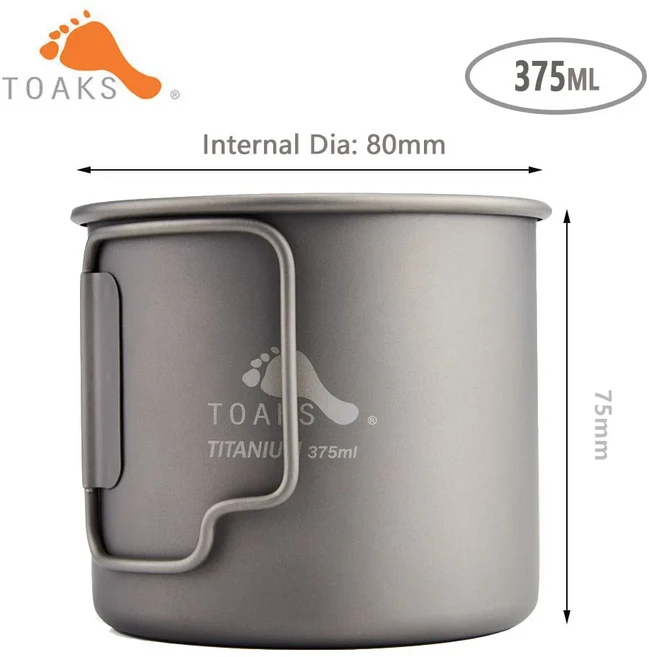 코펠 캠핑수저세트 코펠세트 TOAKS순수 티타늄 컵375 초경량 컵 03mm 버전 야외 캠핑 머그잔 접이식 손잡이 조리기구이지만 뚜껑 없음 375ml 49g, 01 CUP-375