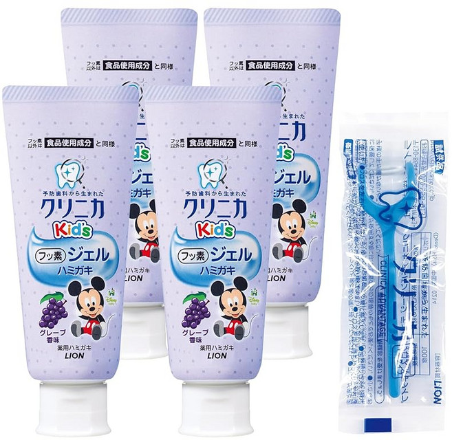 Amazon.co.jp 의약외품 크리니카 Kids 젤 치약 그레이프 60g 4개 팩+치실