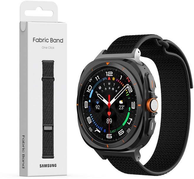 삼성 갤럭시워치 울트라 패브릭 스트랩 스포츠 루프 벨크로 밴드 ( 스트랩 + 어댑터 세트 ), 1세트, 블랙 M/L