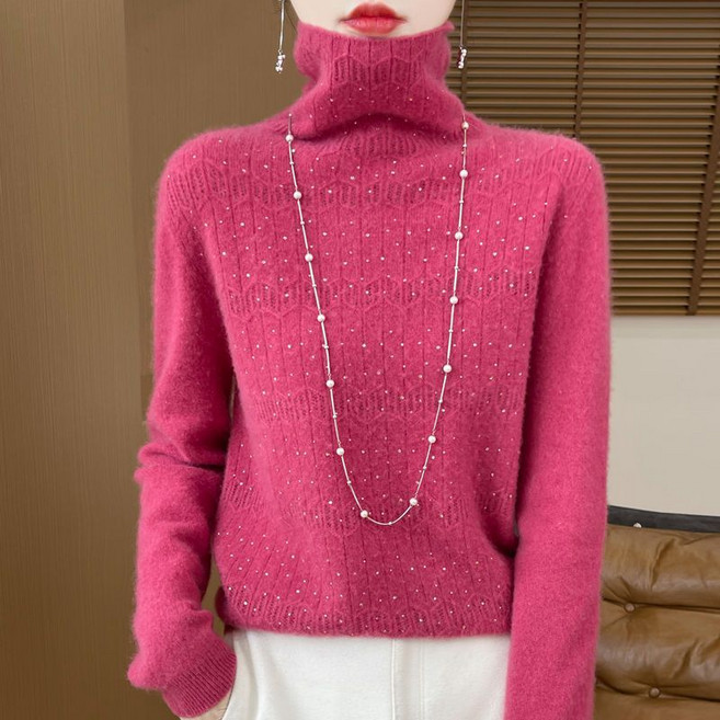 중년 여성 폴라 스웨터 가을 겨울 기질 슬림핏 터틀넥 티셔츠 상의 루즈핏 데일리 이너 니트 LJX