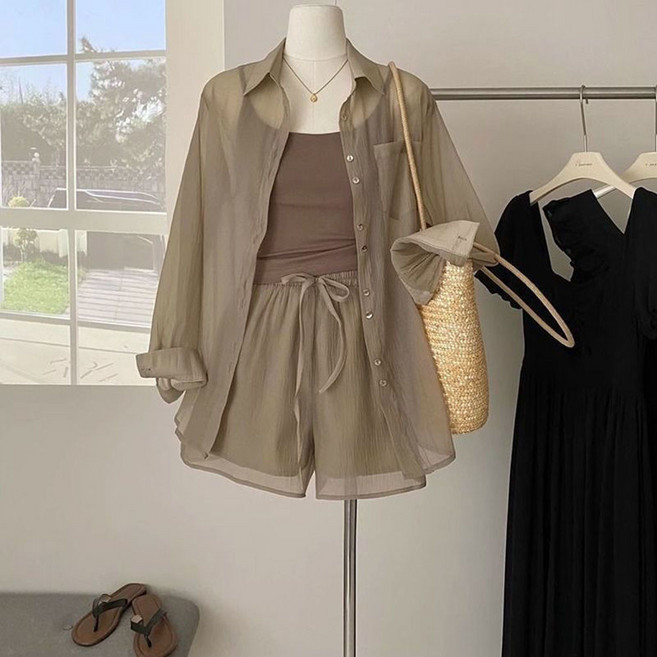 여성세트 / 반팔셔츠 + 반바지 + 나시 / 핫팬츠 / 여름바지 / 반팔티 블라우스 / 민소매 블라우스 / ZQL061517 42