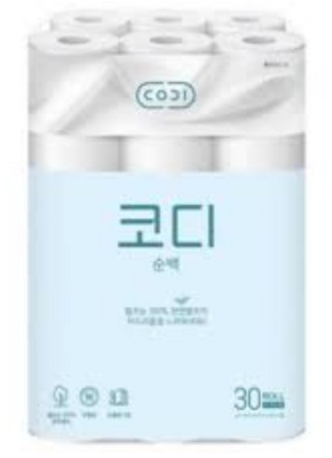 코디 순백 3겹 천연펄프 롤 화장지 30m, 60개입, 1개