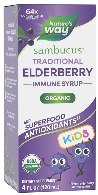 Nature's Way 삼부커스 아동용 유기농 엘더베리 시럽 120ml 블랙 엘더베리 추출물 함유, Natures Way 삼부커스 아동용 유기농 엘더베리, 1개 - 쿠팡