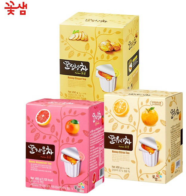 꽃샘 꿀유자차 +꿀생강 +꿀자몽 포션 (45개입) 액상차, 45개, 450g, 1개입