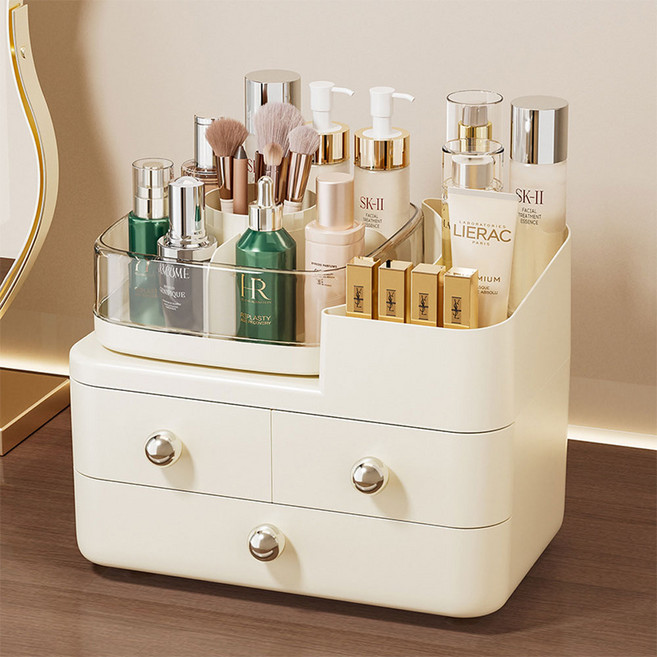 우이지아 회전식 화장품 정리대 다용도 화장품수납 정리함, 1개, 소프트 아이보리
