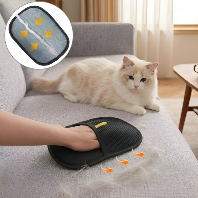 픽투픽 반려동물 고양이 강아지 털제거 브러쉬 장갑, 블랙, 1개